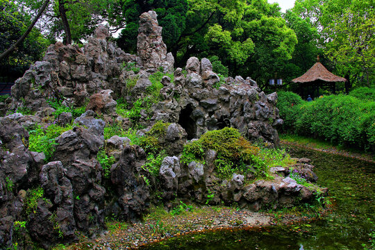 南京白鹭洲公园假山