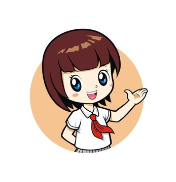 卡通可愛女孩紅領(lǐng)巾半身