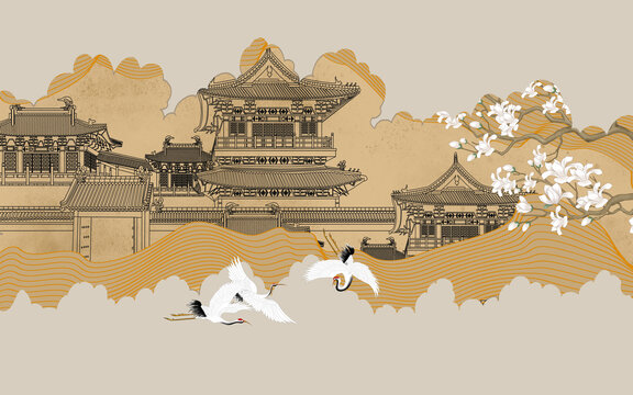 新中式輕奢抽象背景墻
