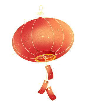 春節(jié)紅色黃色可愛新年燈籠插畫