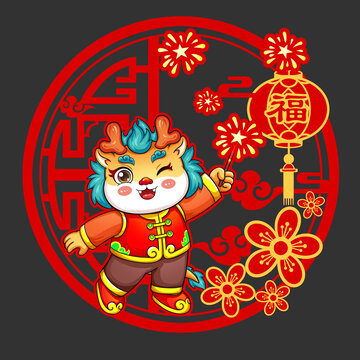 龍年2024窗花玻璃貼