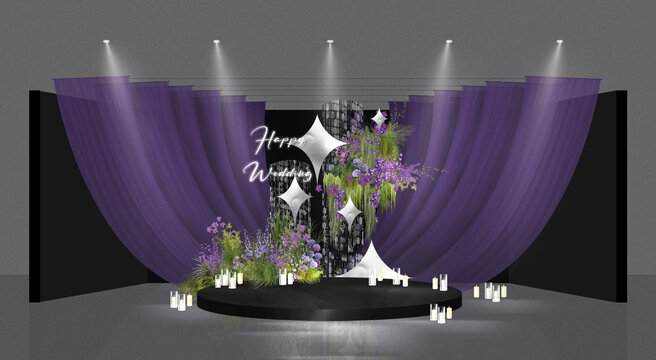 黑紫色小众婚礼银色婚礼