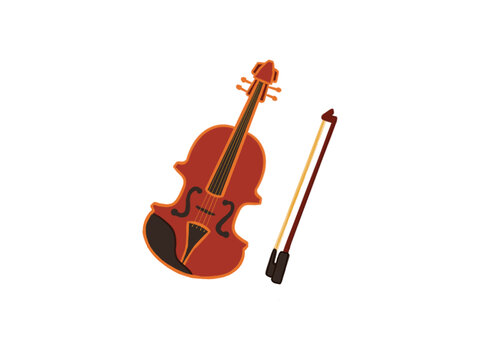 手绘小提琴卡通乐器原创插画素材