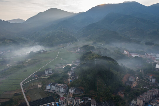 航拍福建乡村田园风光