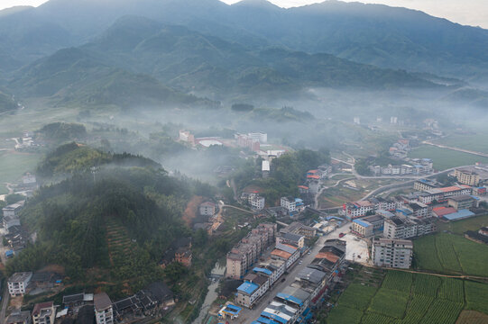 航拍福建乡村田园风光