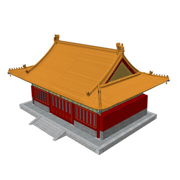 彩繪歇山鳥瞰效果