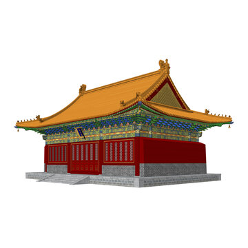 彩繪歇山軸測效果