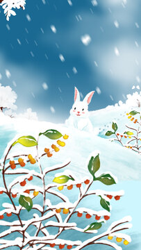 冬天雪景海報插畫發(fā)現(xiàn)紅果果
