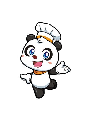 卡通可愛熊貓廚師