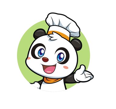 卡通可愛熊貓廚師半身