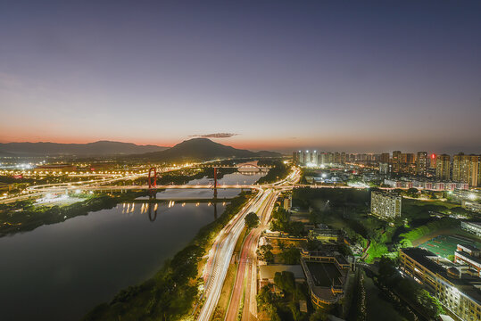 福建漳州城市夜景风光