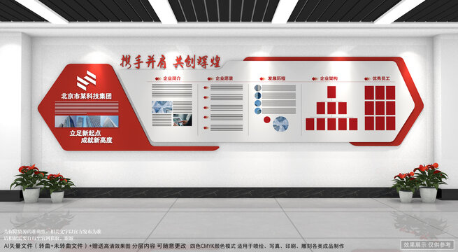 红色企业文化墙