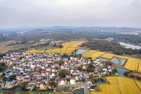 航拍南京高淳区乡村自然风光