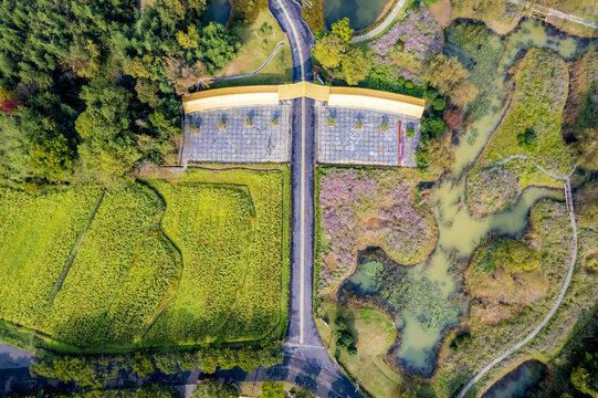 航拍南京高淳桥里高村景区