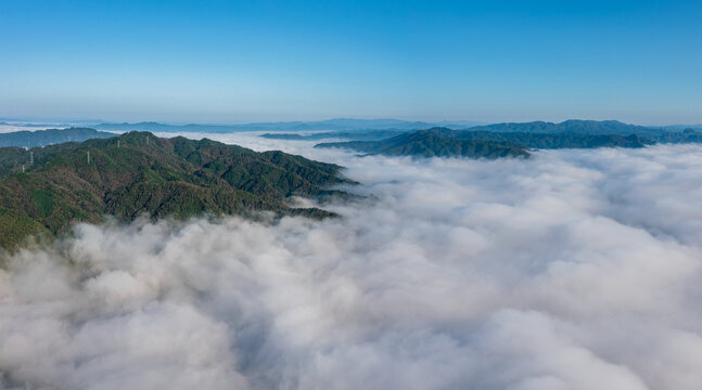 航拍山脉山川森林云海自然风光