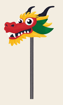 舞龍龍頭插畫
