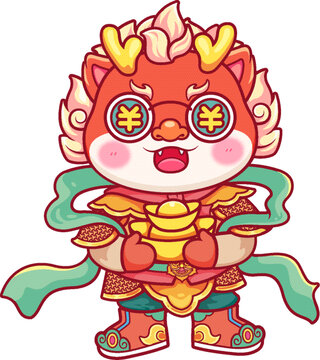 矢量龍年卡通素材財神形象插畫