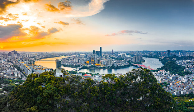 柳州城市风光航拍全景