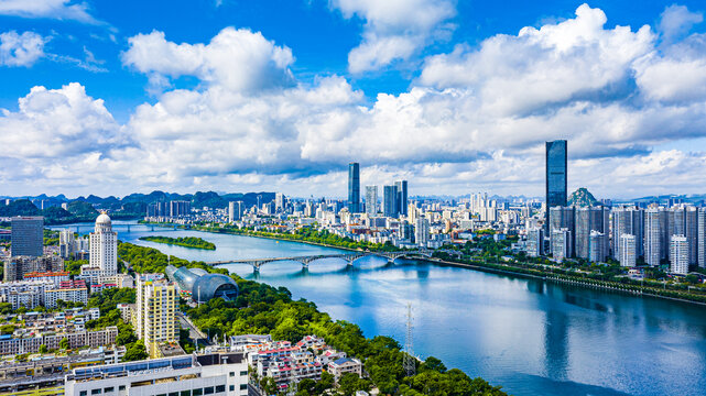 柳州城市风光航拍全景