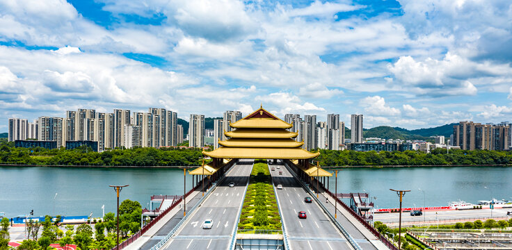 柳州城市风光航拍全景