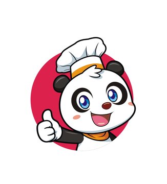 卡通可愛熊貓廚師豎大拇指半身