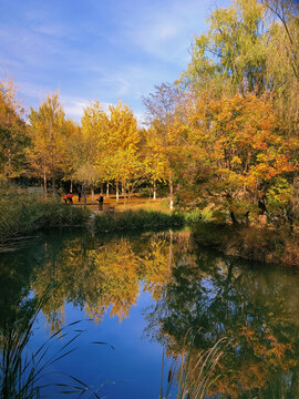 北宫森林公园三迭水景区秋景