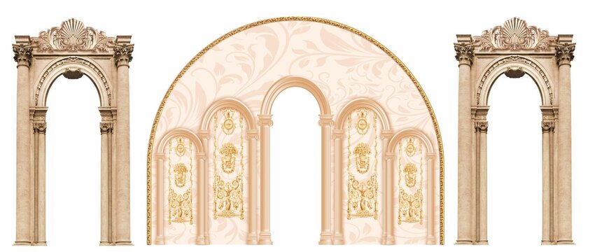 香槟色欧式宫廷城堡拱门制作图