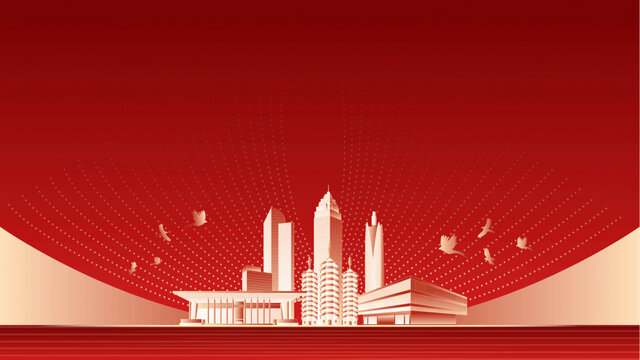 嘉兴地标建筑红色周年背景