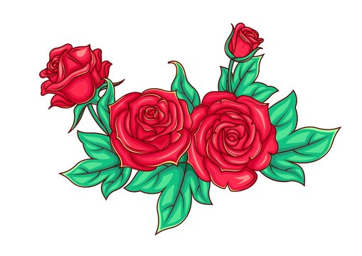 矢量玫瑰鮮花卡通插畫