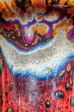 钧瓷高温自然窑变气泡釉色纹理