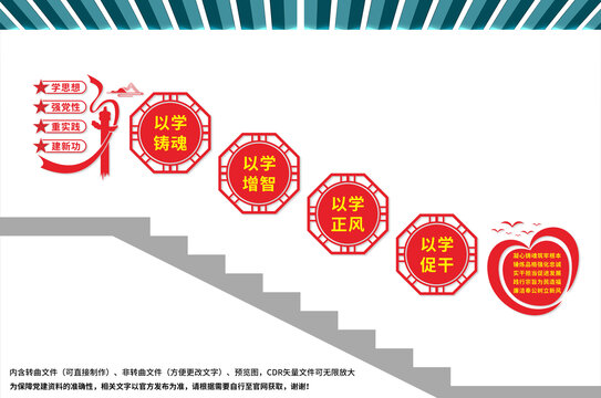 主题教育楼梯文化墙