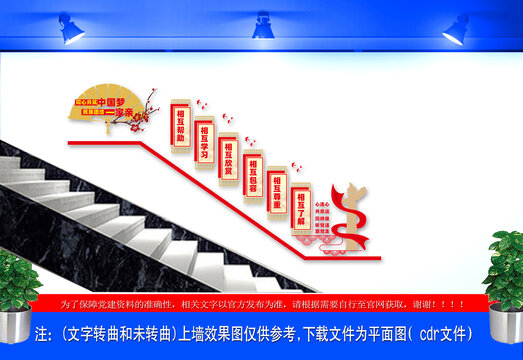 民族團結(jié)一家親樓梯文化墻