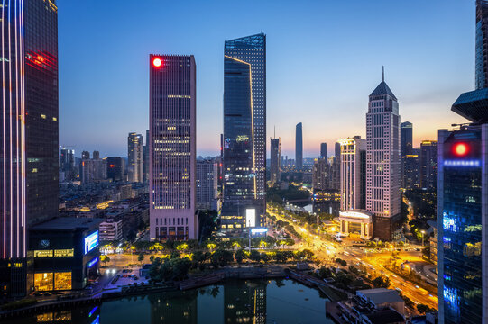 航拍城市景观夜景