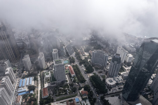 城市上空青岛街景