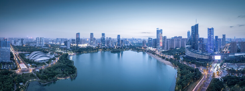 航拍合肥城市夜景