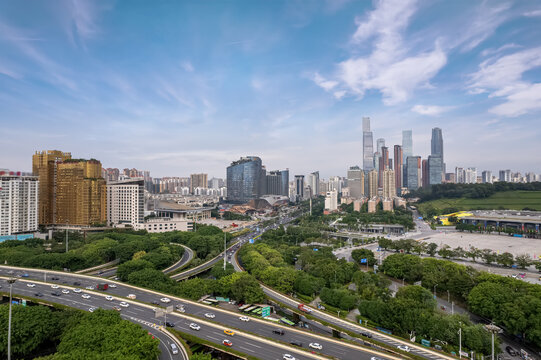 航拍南宁城市街景