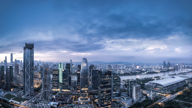 航拍广州城市夜景