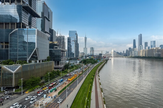 航拍广州城市街景