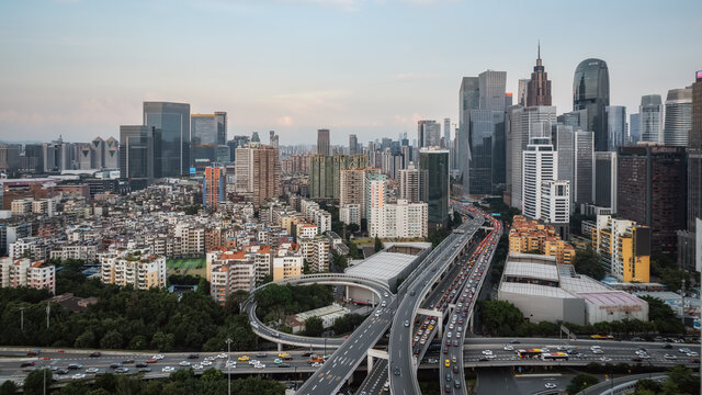 航拍广州道路街景