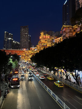 重庆洪洞崖夜景