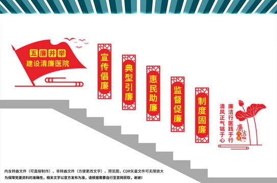 清廉醫(yī)院樓梯文化墻