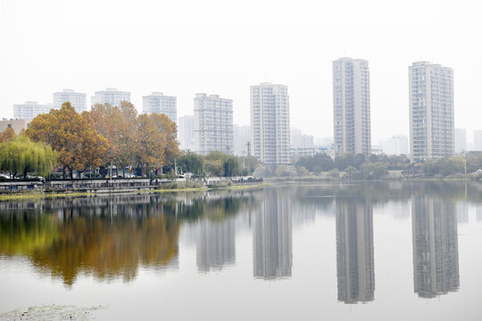 山东滕州荆河初冬美景