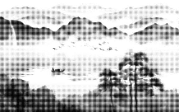 鏤空山水背景