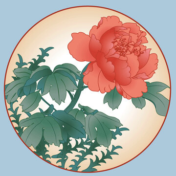 花富貴國潮彩繪中式矢量手繪
