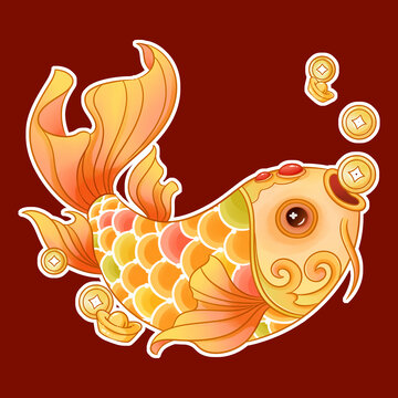 好運(yùn)錦鯉鯉魚插畫素材