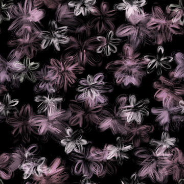 黑底手绘水墨花卉