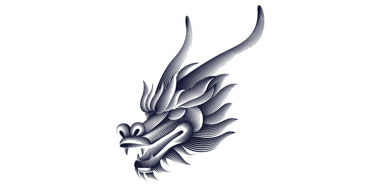 龍頭黑白版畫插圖