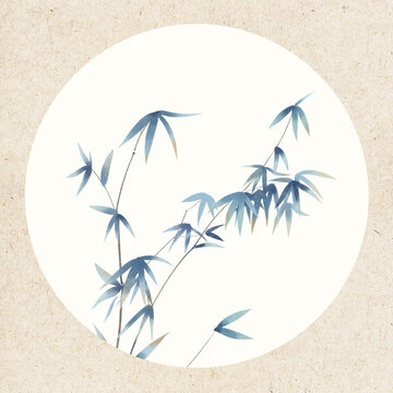 古風水彩植物花卉竹子
