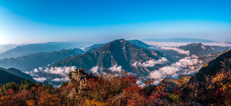 重庆三峡云海日出红叶