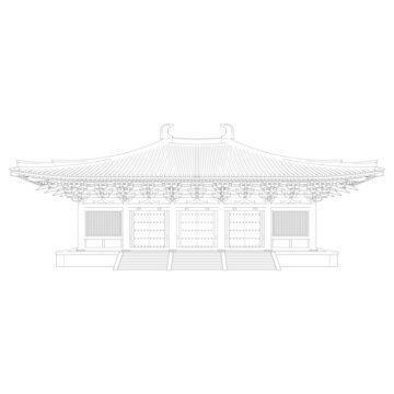 唐風(fēng)廡殿立面線稿